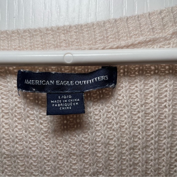 American Eagle Outfitters Cream Sweater With Lace Up Detail Down Sleeves Size Lg - Picture 3 of 6